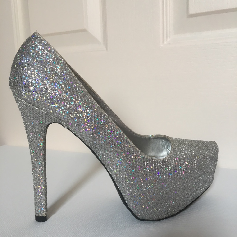 Glittery Silver Pumps